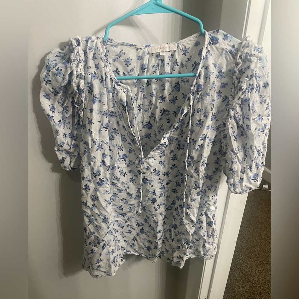 Blue floral blouse